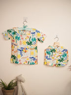 Hugsnbuds Linen Top & Shorts Set – Coconut Tree Print