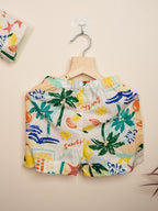 Hugsnbuds Linen Top & Shorts Set – Coconut Tree Print