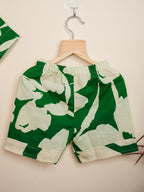 Green Leaf Print Rayon-Cotton Nightwear Set