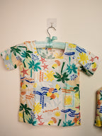 Hugsnbuds Linen Top & Shorts Set – Coconut Tree Print