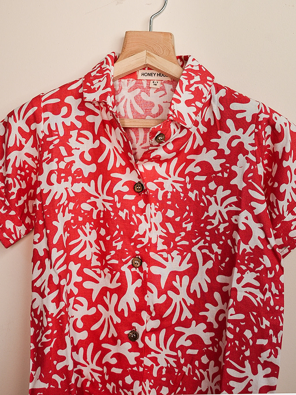 Red Printed Cotton Nightwear Set for Kids