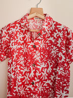 Red Printed Cotton Nightwear Set for Kids