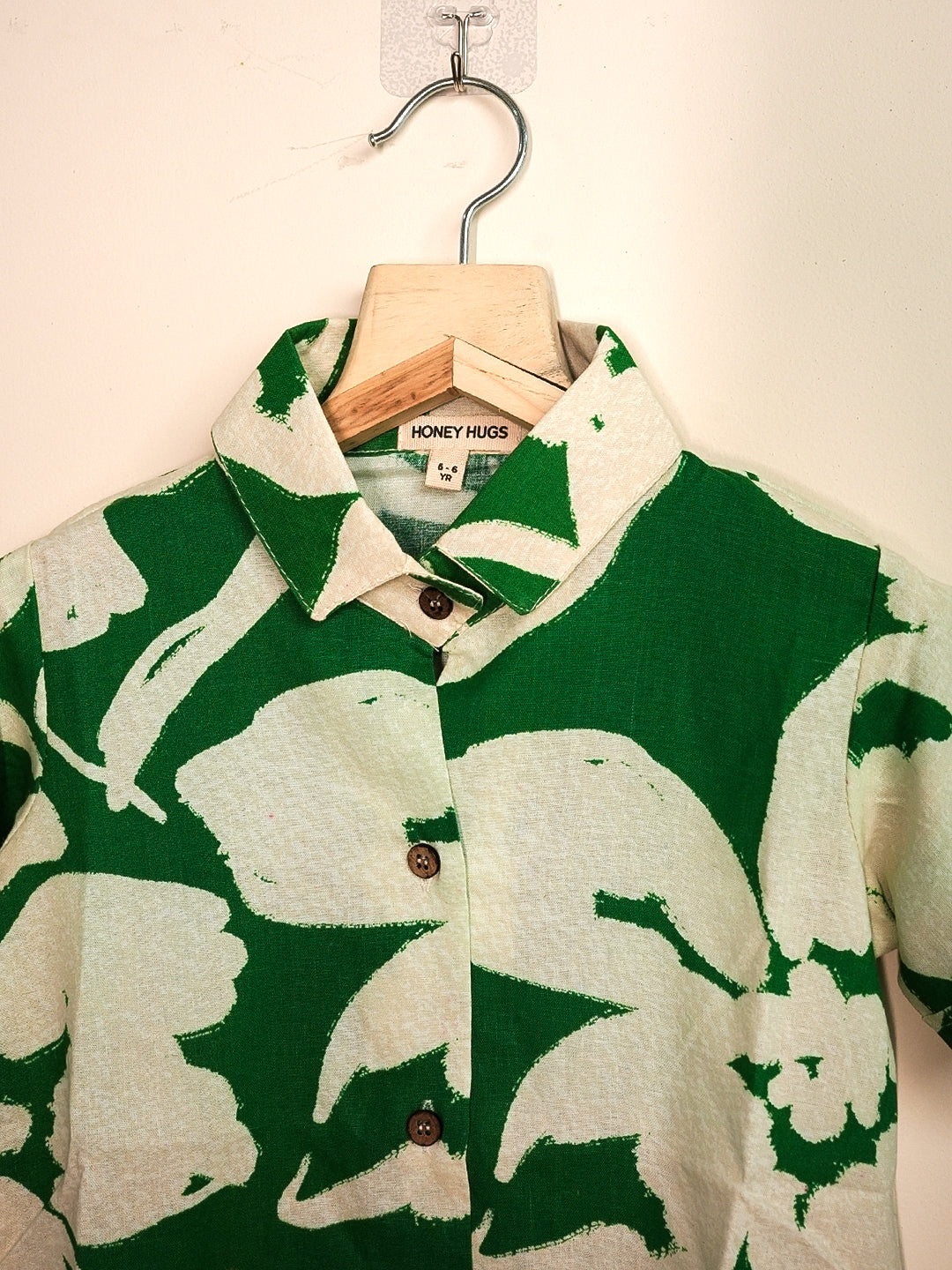 Green Leaf Print Rayon-Cotton Nightwear Set