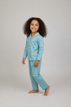 Green Rayon Nightwear Set with Rainbow & Smiley Prints