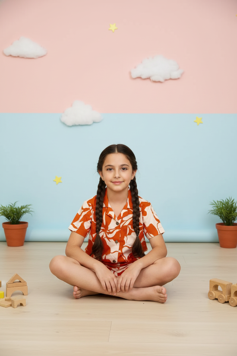 Soft Rayon Cord Set for Kids – Orange