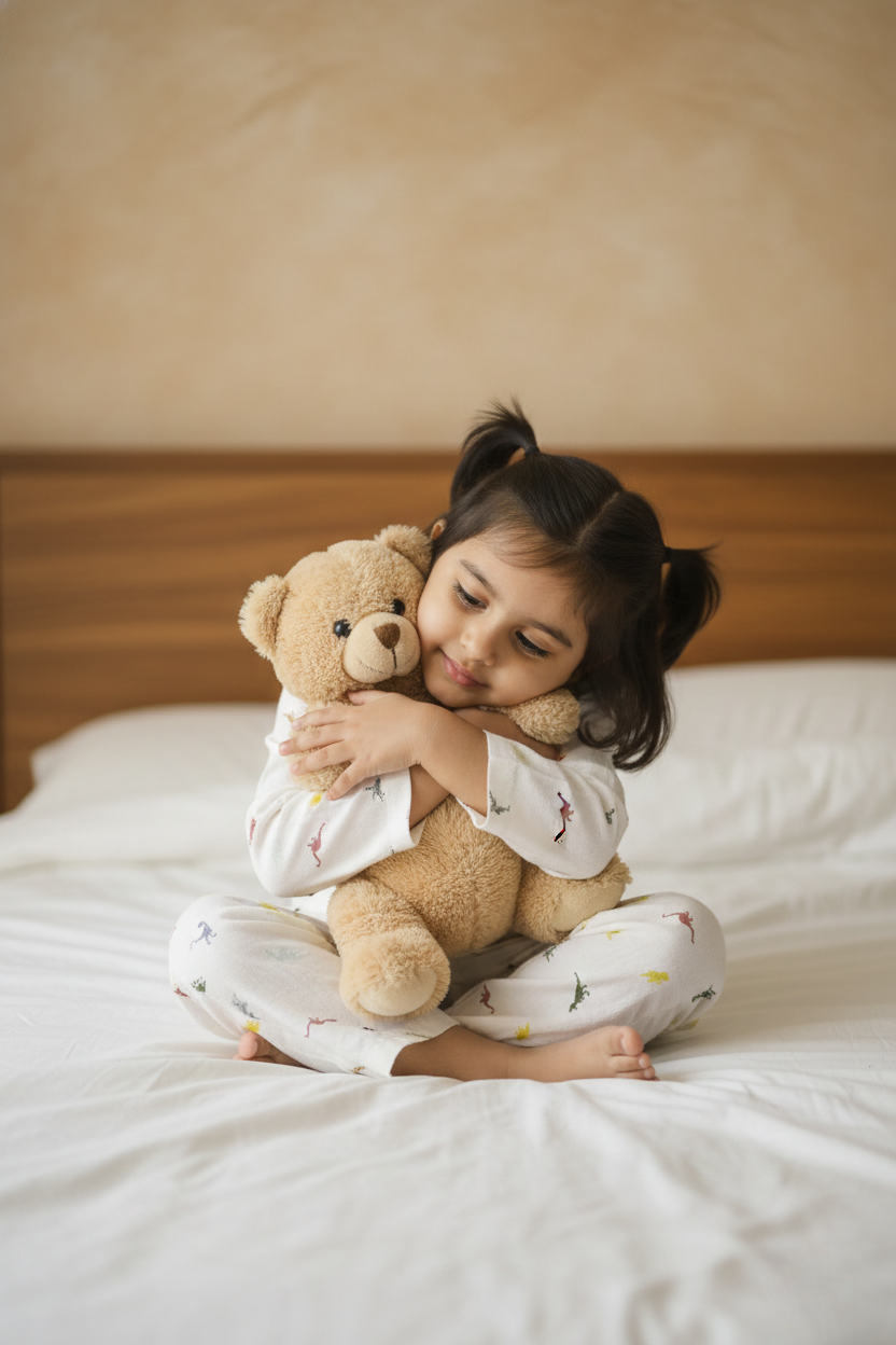 honey hugs kids dino print linen nightwear set for comfortable sleep