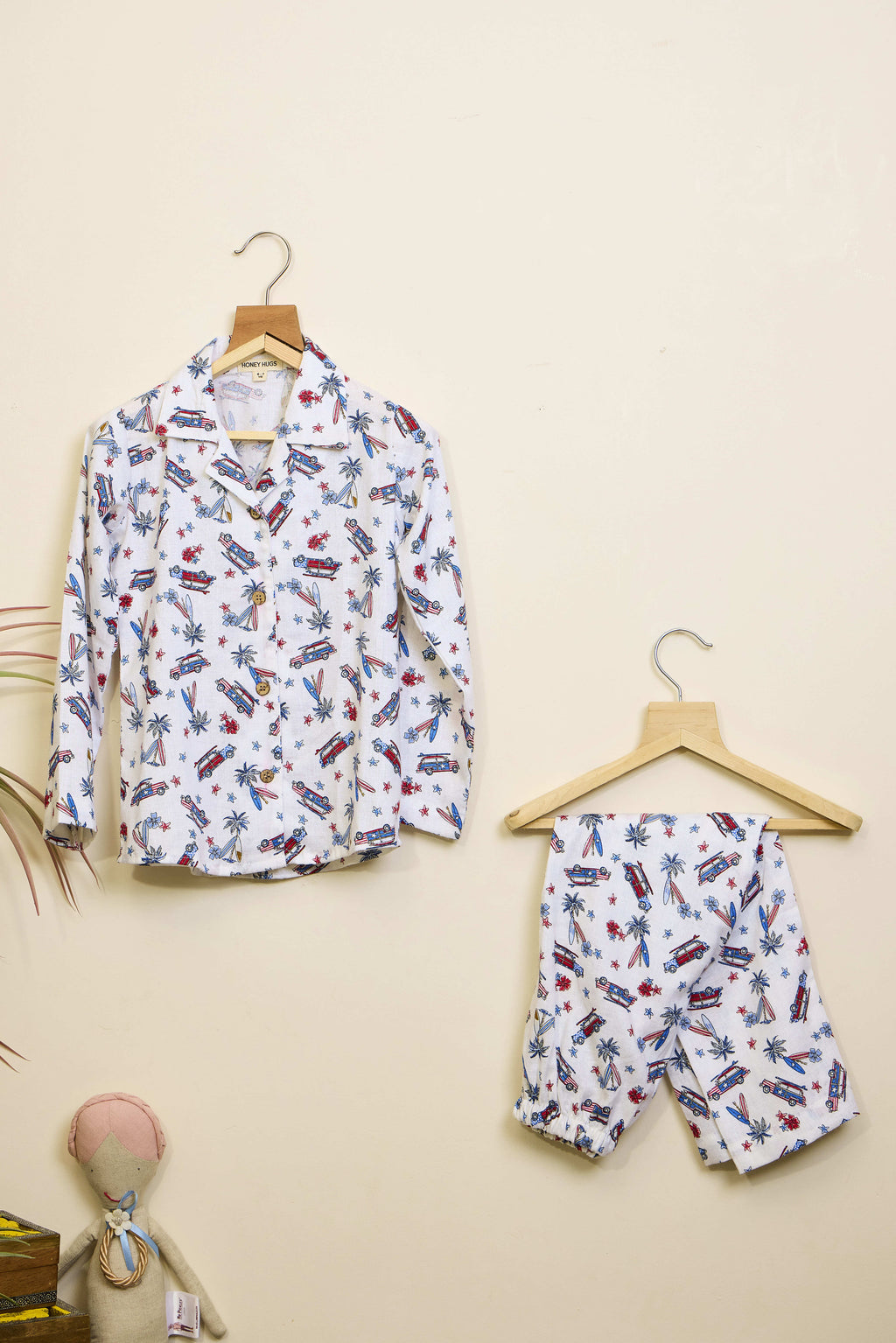 Full body kids white pajama set