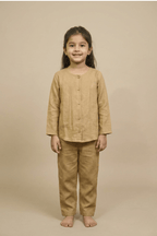 Brown full sleeve nightwear set for kids