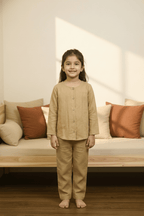 Girl wearing brown cotton nightwear set