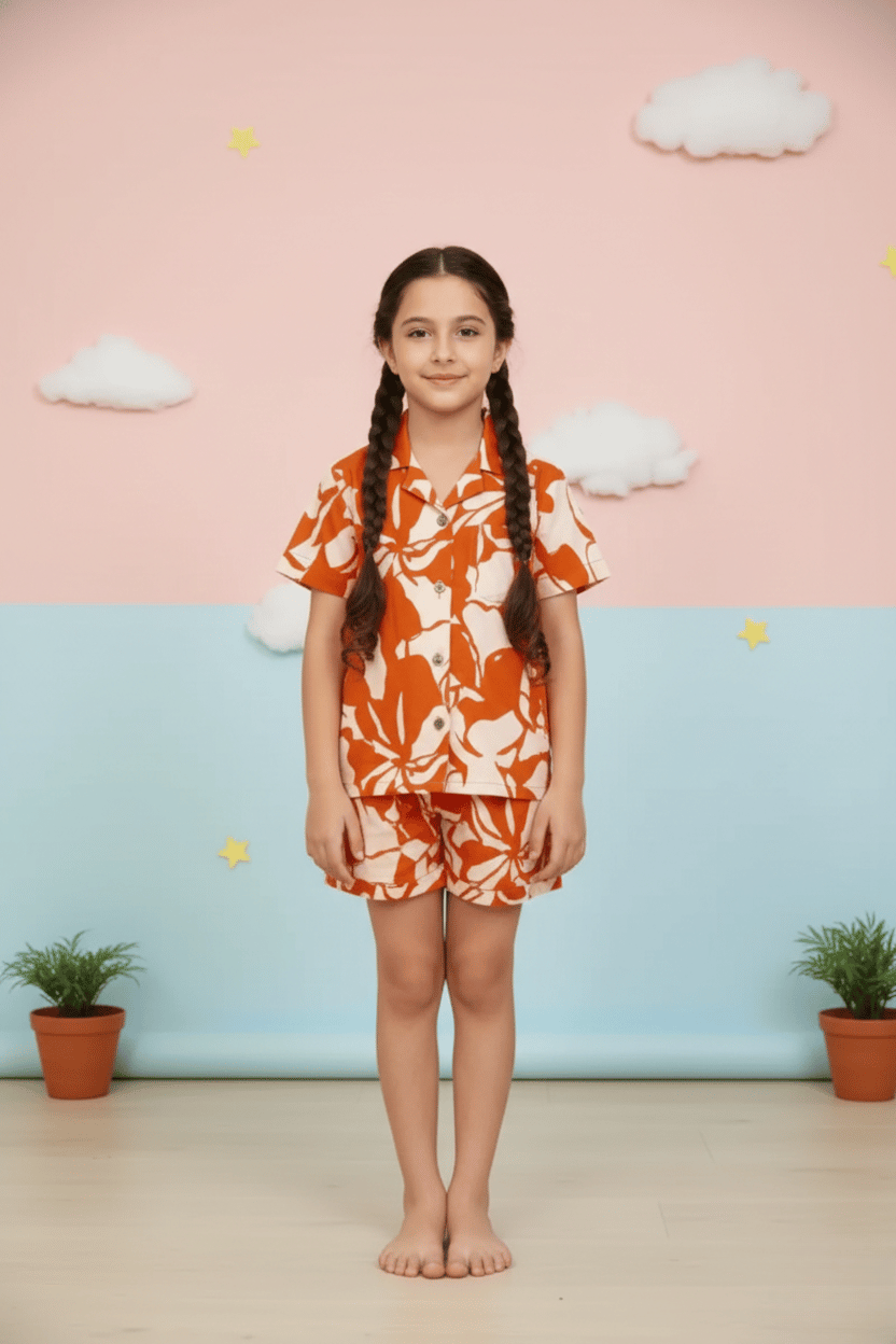 Soft Rayon Cord Set for Kids – Orange