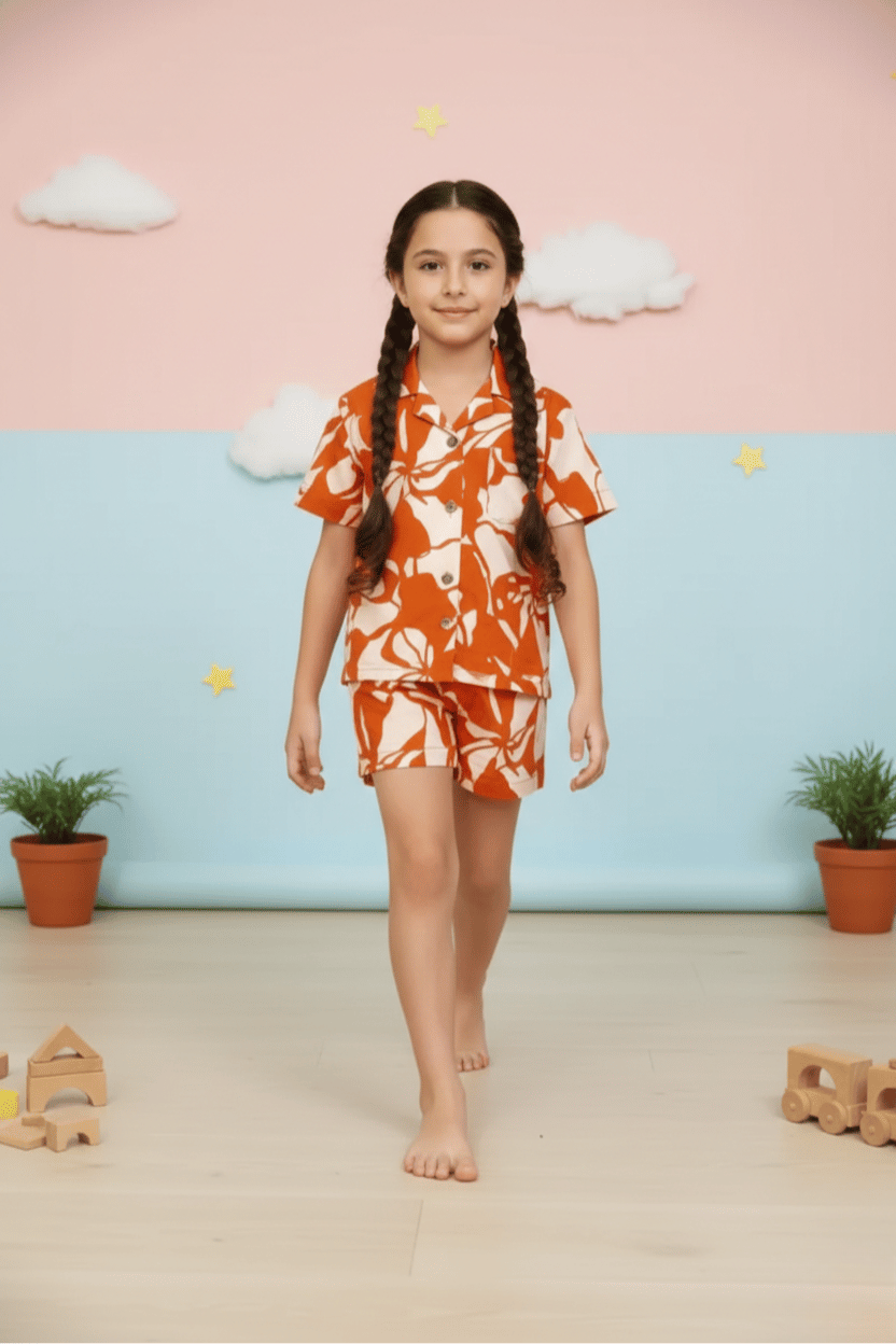 Soft Rayon Cord Set for Kids – Orange