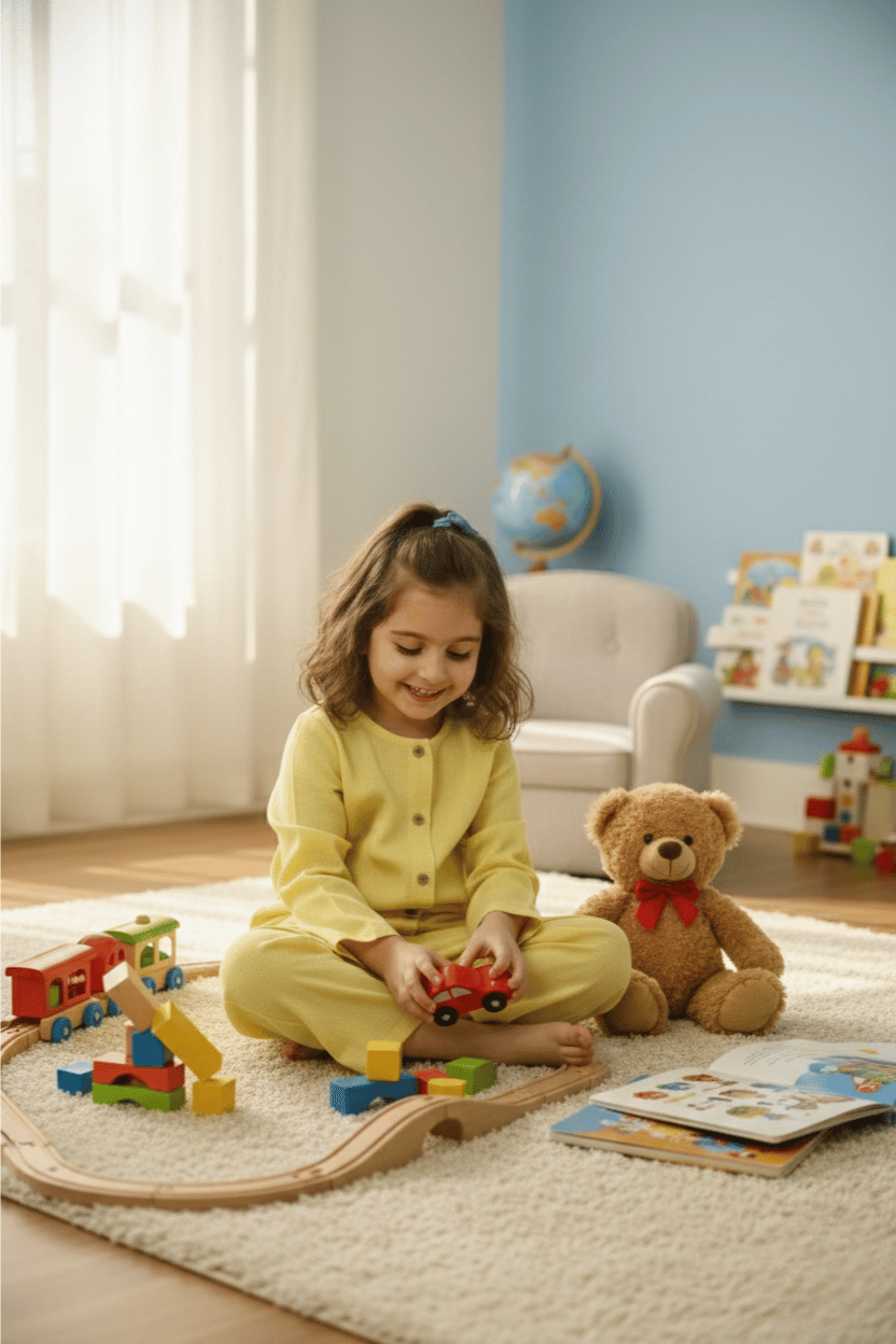 Sunrise Glow – Yellow Linen Kurta & Pant Set for Girls